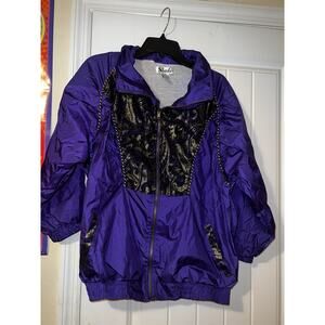 Slade VTG purple 100% nylon track jacket gold patterned long sleeve full zip med